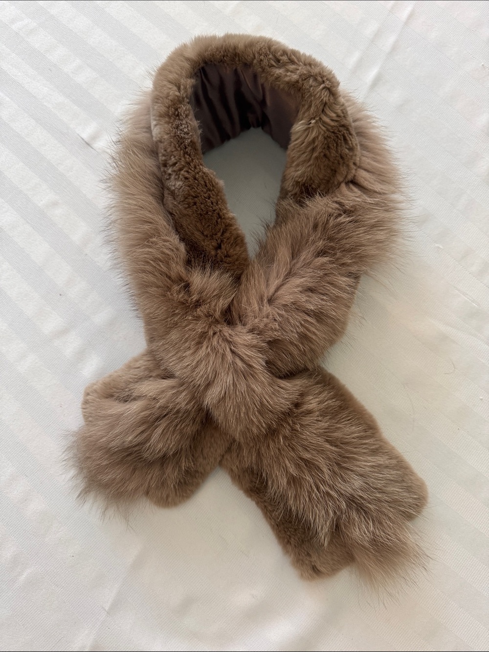Luxurious taupe fox and rabbit Fur Scarf  by Ungaro ~ Elegant Women's Accessory
